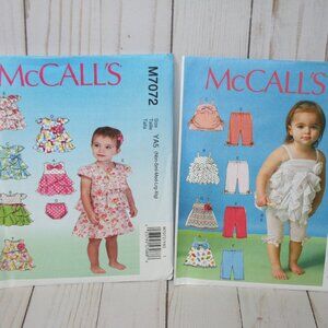McCall's Sewing Pattern M7142 & 7072 Infant/Toddler Dress, Leggings, Tops